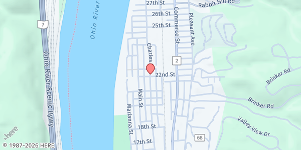 Map showing ST JOHN'S FOOD PANTRY at 2202 CHARLES ST, WELLSBURG, WV