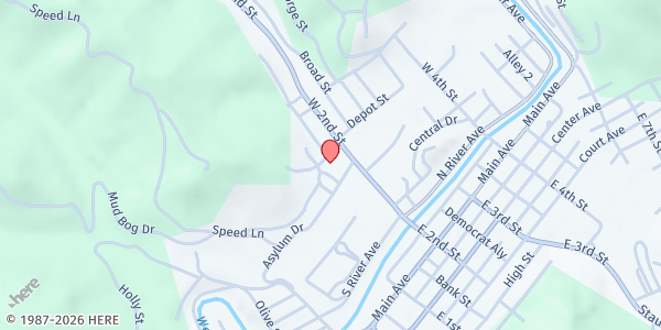 Map showing Lewis County Senior Citizens Center, Inc at 171 W. 2ND STREET, WESTON, WV