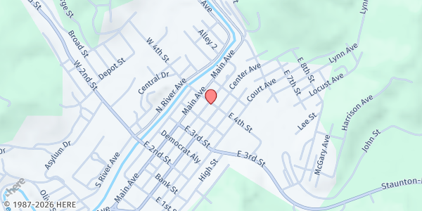 Map showing WESTON CHURCH OF GOD at 124 EAST 4TH ST, WESTON, WV