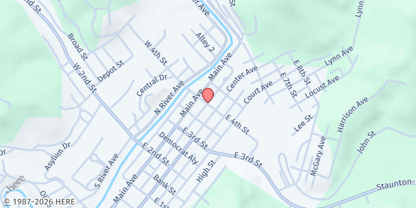 Map showing Weston Church of God at 124 East 4th St., Weston, WV