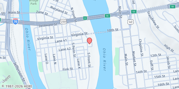 Map showing House of Carpenter - Wheeling at 200 SOUTH FRONT ST., WHEELING, WV