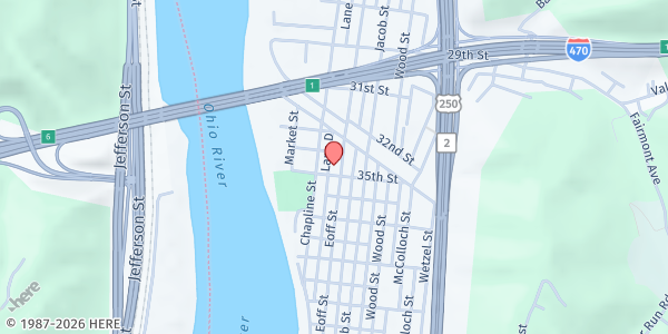 Map showing Salvation Army - Wheeling at 3333 Eoff St., Wheeling, WV