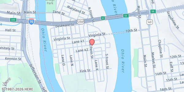 Map showing St Lukes Church at 200 SOUTH PENN ST, WHEELING, WV