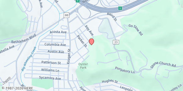 Map showing St. Vincent DePaul Church at 2244 Marshall Ave., Wheeling, WV