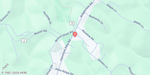 Map showing The Lord's Pantry at 500 Fairmont Pike, Wheeling, WV