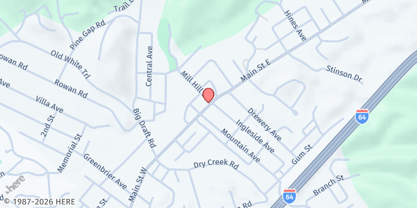 Map showing W.S.S. - Community Food Pantry at 136 Tressel St., White Sulpher Springs, WV