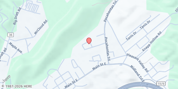 Map showing BETHESDA TEMPLE OF PRAISE at 232 BOB WHITE LANE, WHITE SULPHUR SPRINGS, WV