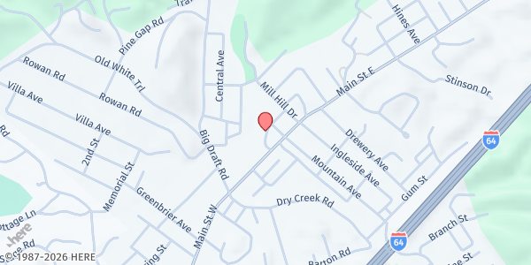 Map showing Creekside Church of God at 108 Willow St, White Sulphur Springs, WV