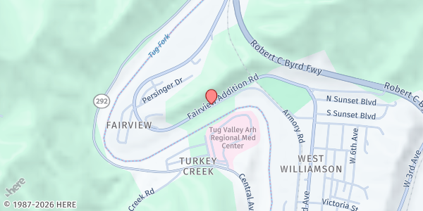 Map showing Mingo County Family Support Center at 1350 Armory Rd, Williamson, WV
