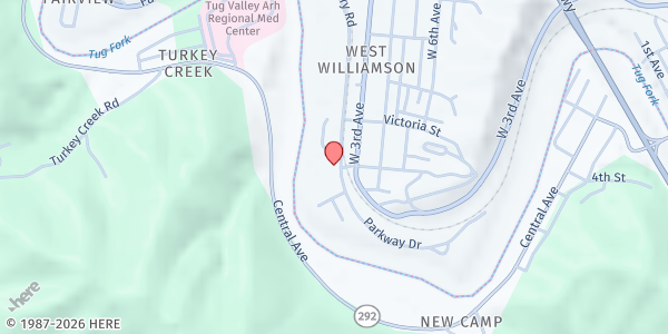 Map showing Mingo Family Support Center at 1350 Armory Road, Williamson, WV