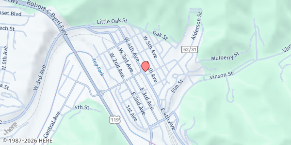 Map showing Widows Mite at 16 W 4th Ave. #4, Williamson, WV