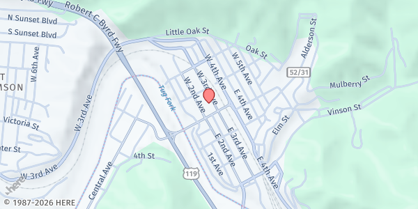 Map showing Williamson Community Cupboard at 54 W 3rd Ave, Williamson, WV