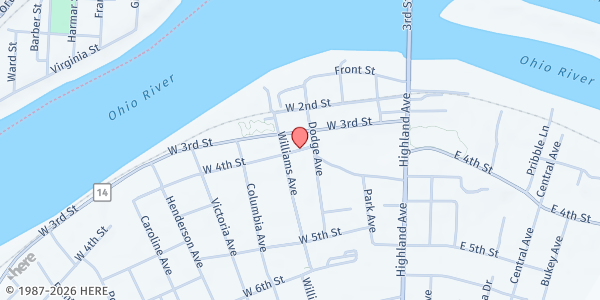 Map showing Williamstown Welfare League Food Pantry at 211 4th Street, Williamstown, WV