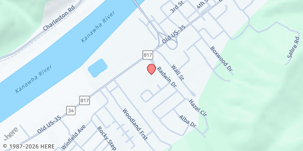 Map showing Heart + Hand Putnam County at 20 Radwin Dr, Winfield, WV