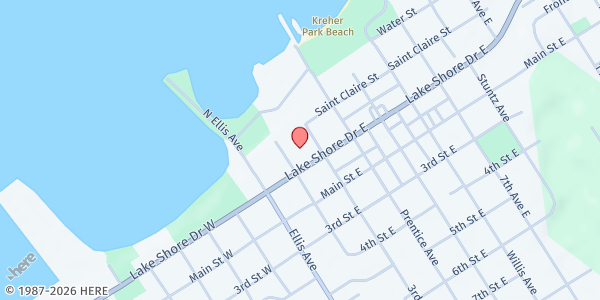 Map showing Our Lady of the Lake Catholic Church at 201 Lake Shore Dr E, Ashland, WI