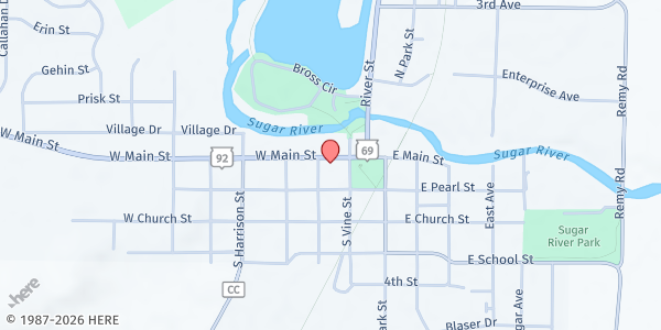 Map showing Belleville Food Pantry at 24 W Main, Belleville, WI