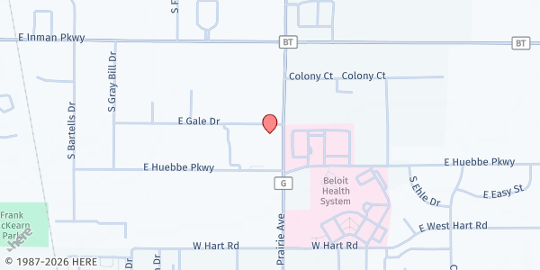 Map showing Caritas at 2840 Prairie Ave, Beloit, WI
