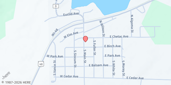Map showing Birchwood Area Food Pantry at 113-115 Main St., Birchwood, WI