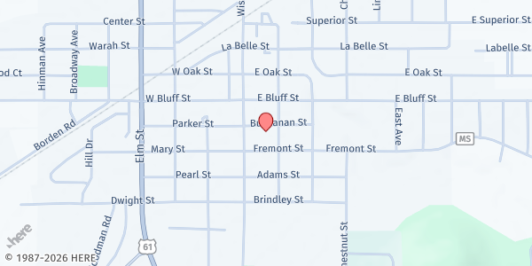 Map showing Boscobel United Methodist Church Food Pantry at 104 Buchanan St., Boscobel, WI