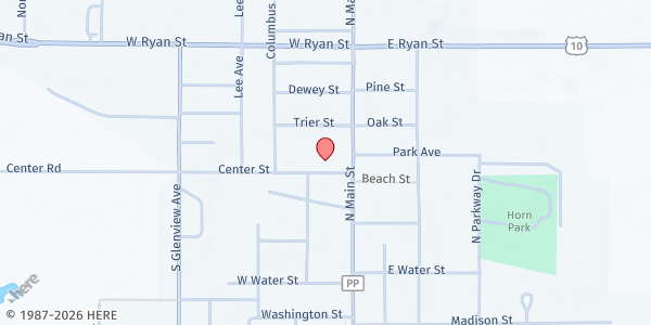 Map showing Brillion Community Center at Center St, Brillion, WI