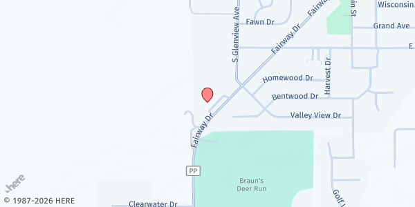 Map showing Brillion Community Church at 821 Fairway Dr, Brillion, WI