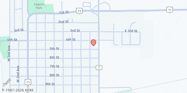 Map showing Family Promise Community Food Pantry at 405 E 9th Ave, Brodhead, WI