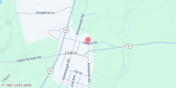 Map showing The BRICK Ministries - Cable at 1300 Spruce St, Cable, WI