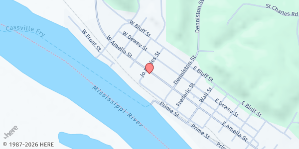 Map showing Six Rivers Food Pantry at 222 W Amelia St, Cassville, WI