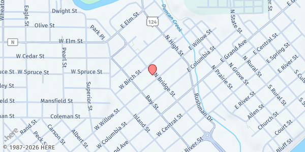 Map showing Chippewa County Outreach Services at 508 N. Bridge St., Chippewa Falls, WI