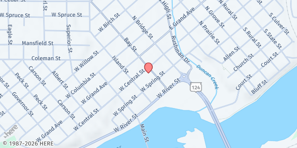 Map showing Community Cupboard @ Chippewa Falls Public Library at 105 W. Central St., Chippewa Falls, WI