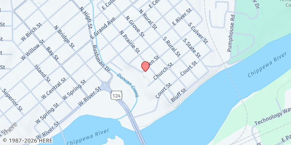 Map showing St Francesca Resource Center at 117 Allen St., Chippewa Falls, WI