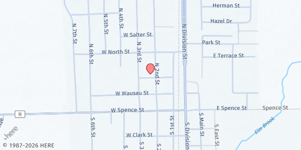 Map showing Zion Lutheran Church at 301 N 2nd St, Colby, WI
