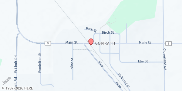 Map showing Holy Trinity Episcopal Church Food Pantry at Corner of Hwy. I and G, Conrath, WI