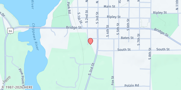 Map showing Cornell Food Pantry at 401 S. 2nd St., Cornell, WI