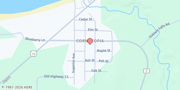 Map showing The BRICK Ministries - Cornucopia at 22620 Ash St, Cornucopia, WI