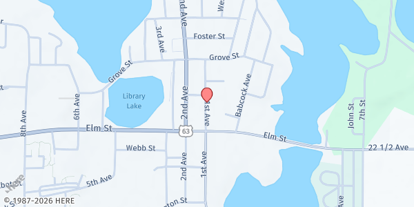 Map showing Cumberland Area Community Food Pantry at 1270 1st Ave., Cumberland, WI