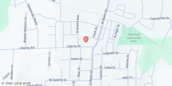 Map showing Deerfield Community Center Food Pantry at 10 Liberty St., Deerfield, WI