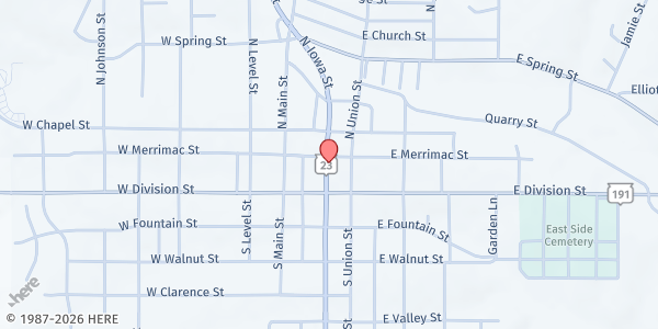 Map showing Southwest Cap - Dodgeville at 149 N Iowa St, Dodgeville, WI