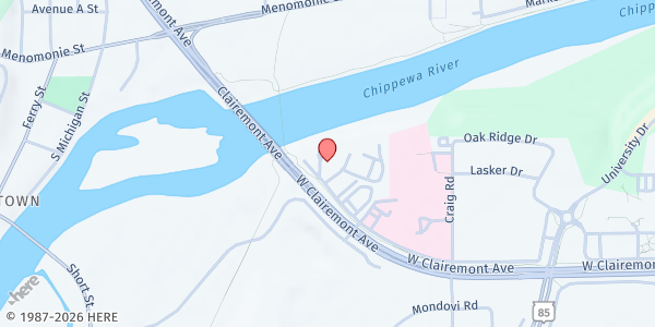 Map showing Eau Claire Area Hmong Mutual Assistance Association at 1320 W Clairemont Ave, Eau Claire, WI