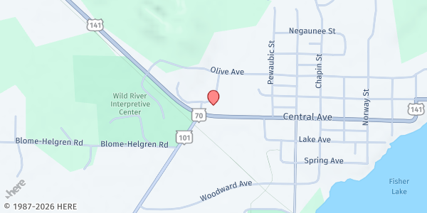 Map showing Bethlehem Lutheran Church at 900 Central Ave, Florence, WI