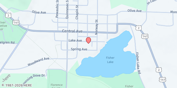 Map showing Florence County Aging Office at 501 Lake Ave, Florence, WI