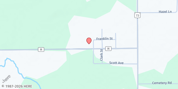 Map showing Northland Baptist Church Food Pantry at W14530 County Rd M, Gilman, WI