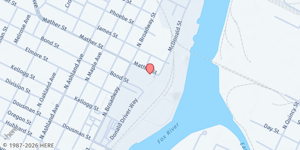 Map showing New Community Shelter Inc - Main Location at 301 Mather St, Green Bay, WI