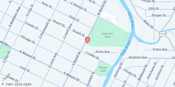 Map showing The Fridge at Joannes Park at 315 S Baird St, Green Bay, WI