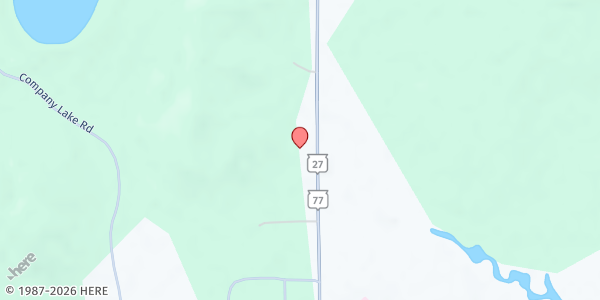 Map showing Northwoods Community Food Shelf @ Spider Lake Church at 11255 N. State Hwy. 77, Hayward, WI