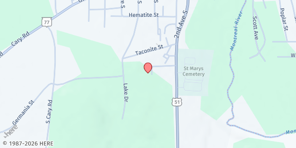 Map showing Range Community Bible Church at 610 U.S. Hwy 51, Hurley, WI