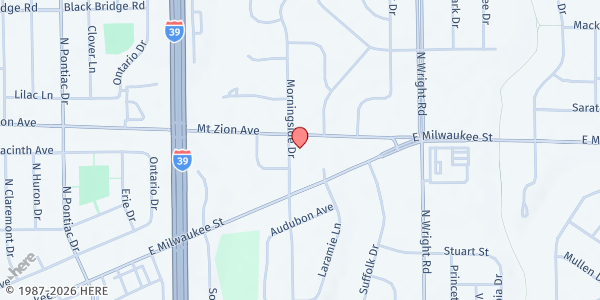 Map showing Bethel Baptist Church Food Pantry at 3300 Mt. Zion Avenue, Janesville, WI