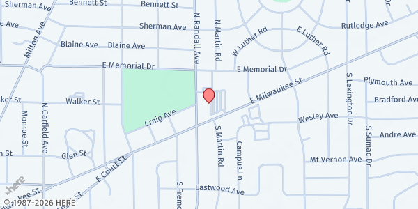 Map showing First Lutheran Church at First Lutheran Church, Janesville, WI