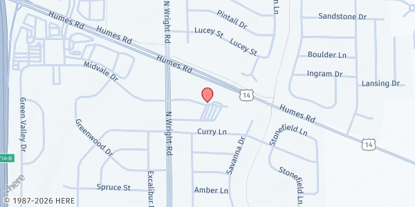 Map showing New Life Assembly of God at 2416 N Wright Rd, Janesville, WI