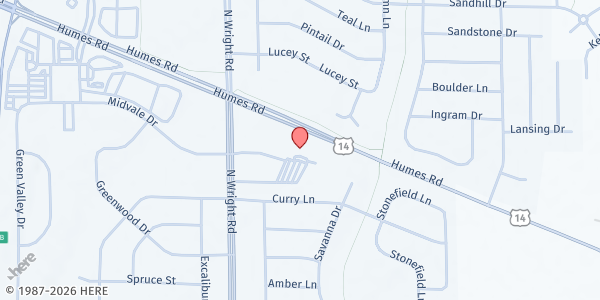 Map showing New Life Assembly of God Food Pantry at 2416 N Wright Rd., Janesville, WI